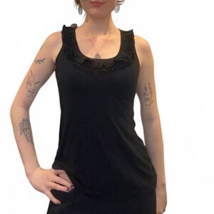 Black Ruffle Detail Sleeveless Top HKR Collection